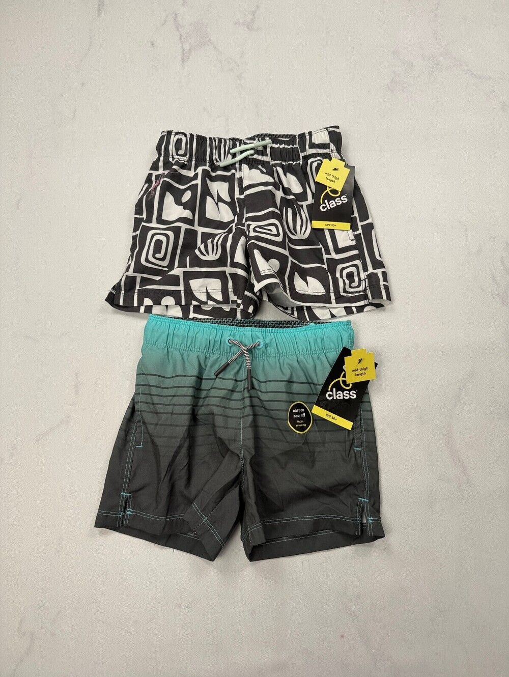 Art Class Graphic Shorts Black Turquoise Modern Streetwear Bundle of 2 - Boys XS